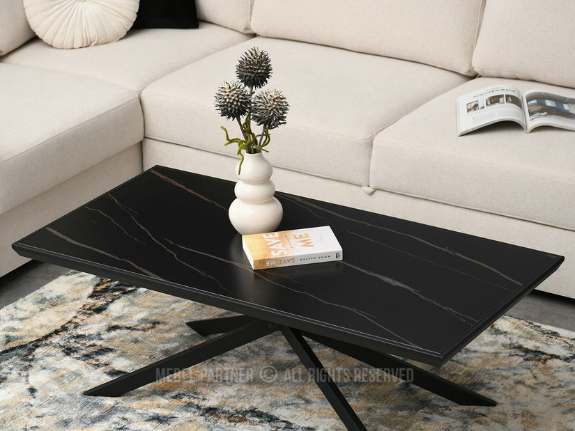 Konferenční stolek Flint (černý mramor + černá)