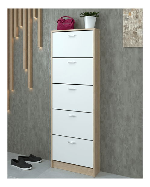 Botník (skříňka na boty) Mobby 15 (dub sonoma + bílá)