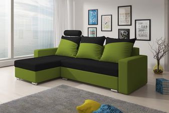 Rohová sedací souprava Maratto (černá + zelená) (L) *výprodej