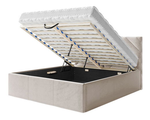 Manželská postel 180 cm Mengalora (modrá) (s roštem) (s úl. prostorem)