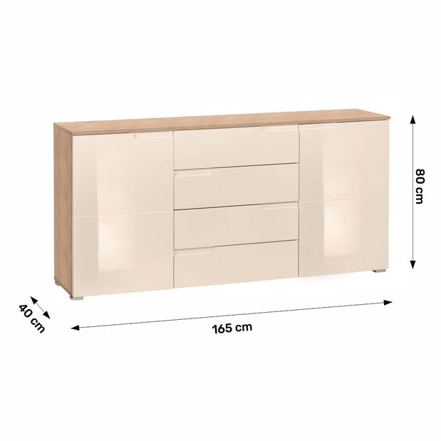 Kombinovaná komoda Merissa typ 2 (krémová + dub sonoma)
