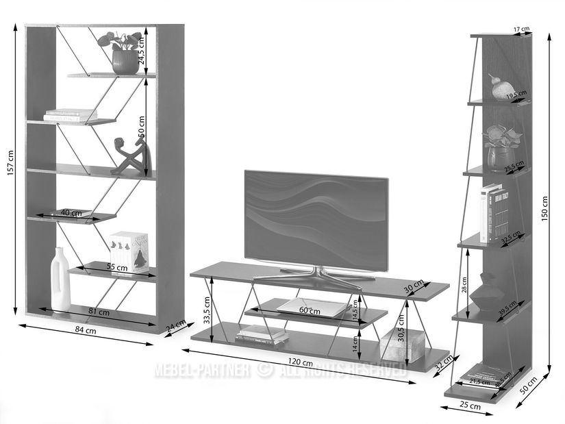 Obývací stěna Healey 2 (dub + černá)