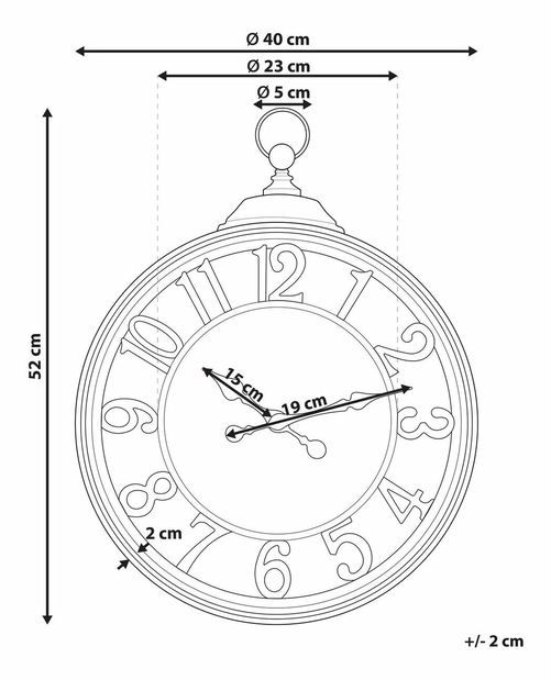 Nástěnné hodiny ø 52 cm Asmund (hnědá)