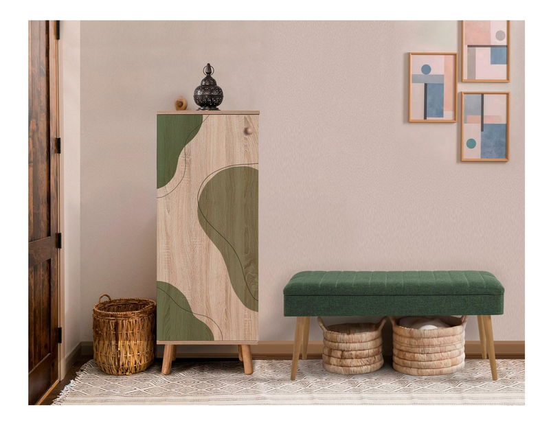 Předsíňová sestava Beside 24 (dub sonoma + zelená)