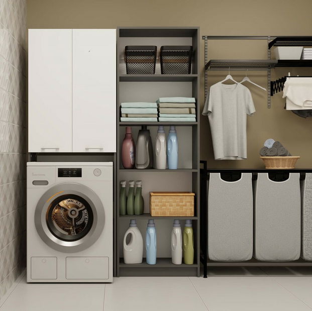 Skříňka nad pračku Perdieron 2 (antracit + bílá)