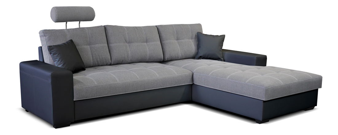 Rohová sedací souprava Corato 2F+L (šedá + černá) (P)