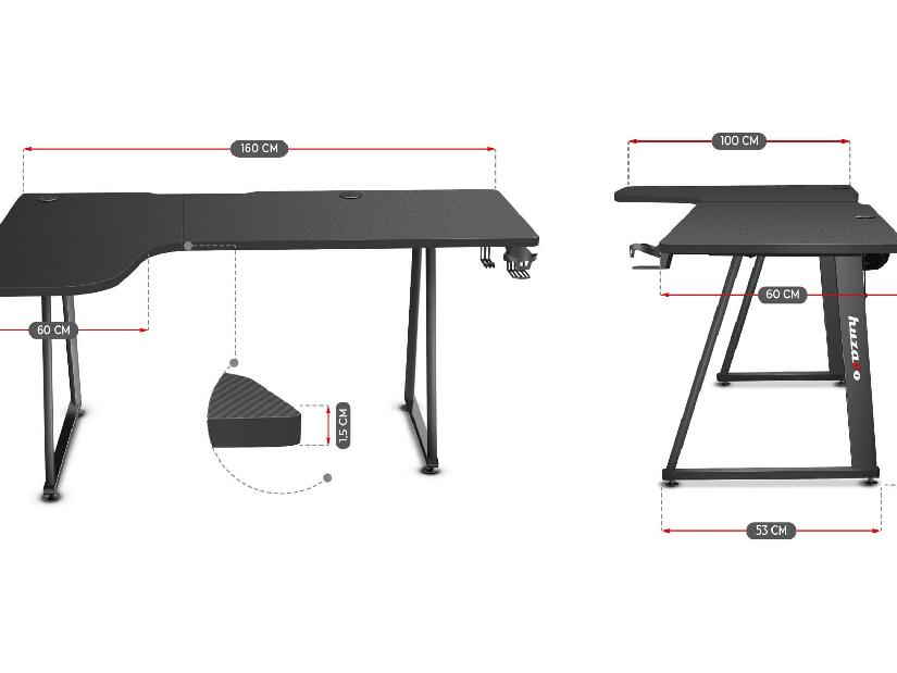 Rohový PC stolek Hyperion 7.7 (černá)