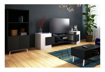 TV skříňka/stolek Gavin (s osvětlením) (bílá + černá)