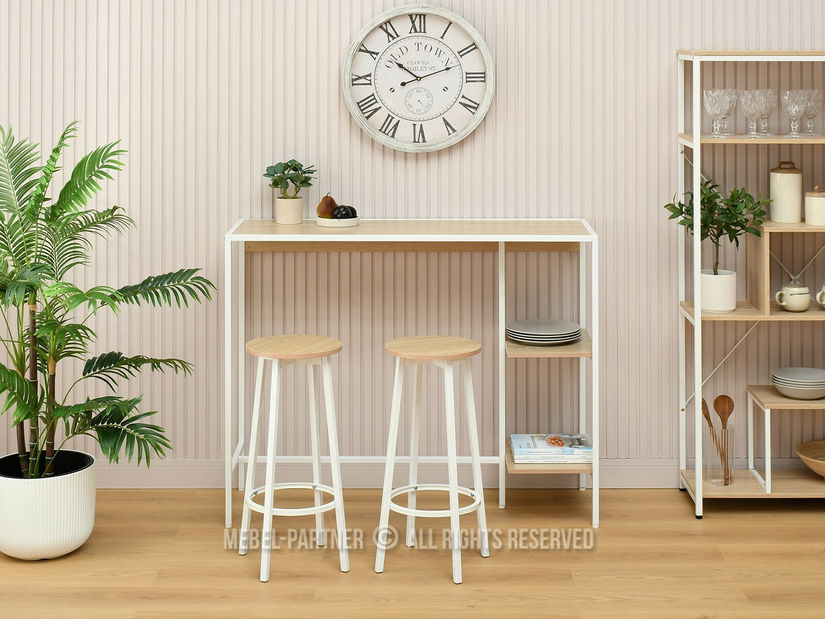 Barový set Everet (sonoma + bílá) (pro 2 osoby) *bazar