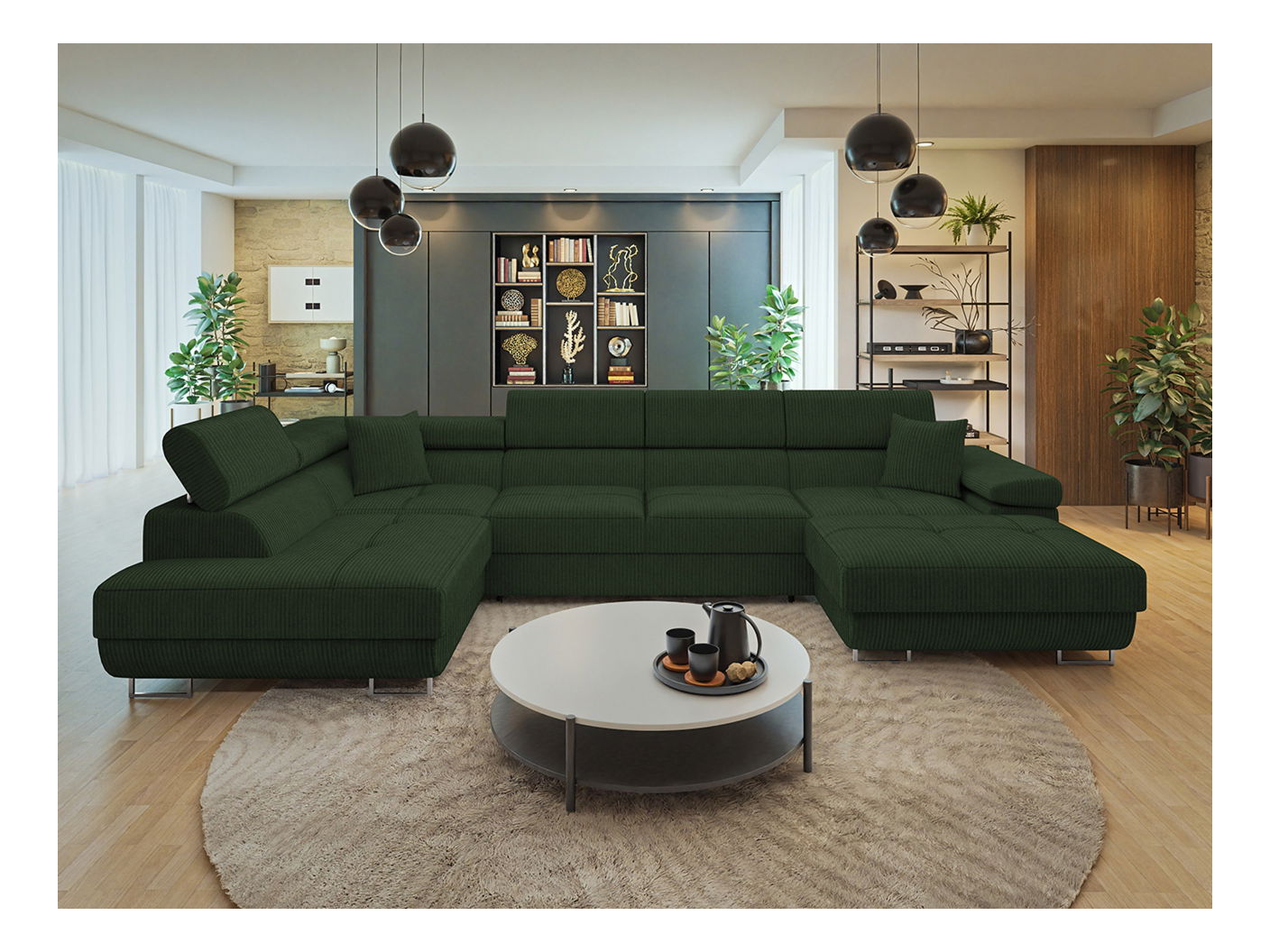 Rohová sedačka U Terazuro Bis S (tmavě zelená) (s úl. prostorem) (L)