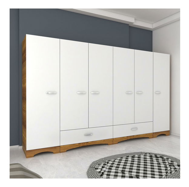 Šatní skříní Forzolena (bílá + ořech)