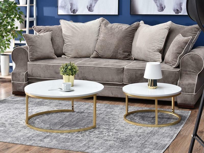 Konferenční stolek Kolja Zest Xl (bílá + zlatá)