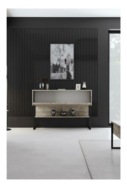 Sestava nábytku do obývacího pokoje Luna 1 (travertin + černá)