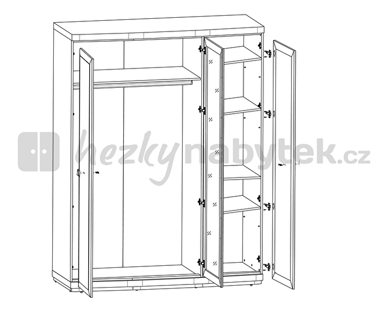 Šatní skříň BRW Oregon SZF3D (Dub Canterbury)