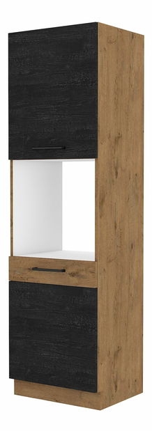 Potravinová kuchyňská skříňka na troubu Virion 60 DP 210 2F (dub lancelot + tmavé dřevo)