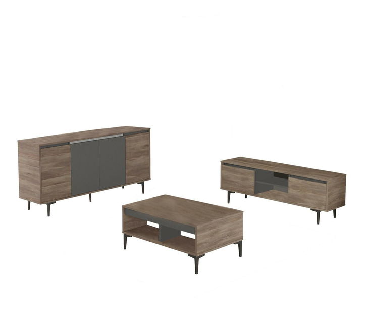 Sada nábytku do obývacího pokoje Arvoiden (ořech + antracit)