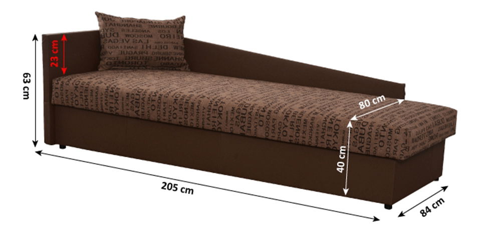 Jednolůžková postel (válenda) 80 cm Jeannine (hnědá) (s úl. prostorem) (L)