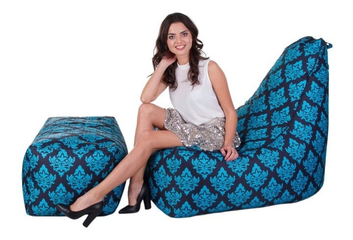 Sedací pytel s taburetem Glory Plus XXXL (modrá)