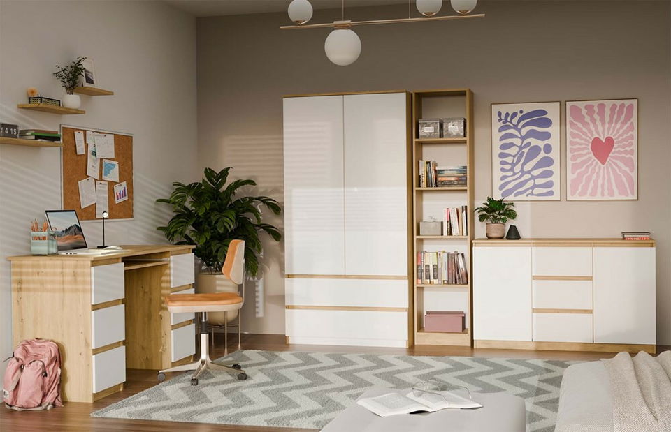 Komoda Musecalo 11 (dub artisan + bílá)