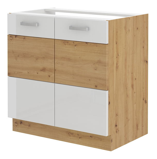 Dolní kuchyňská skříňka Arryn 80 ZL 2F BB (dub artisan + lesk bílý)