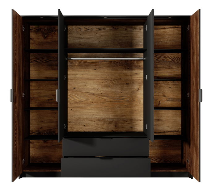 Šatní skříň Milty (dub baltic + černá)