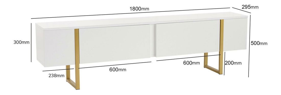 TV skříňka Seronitta (bílá + zlatá)