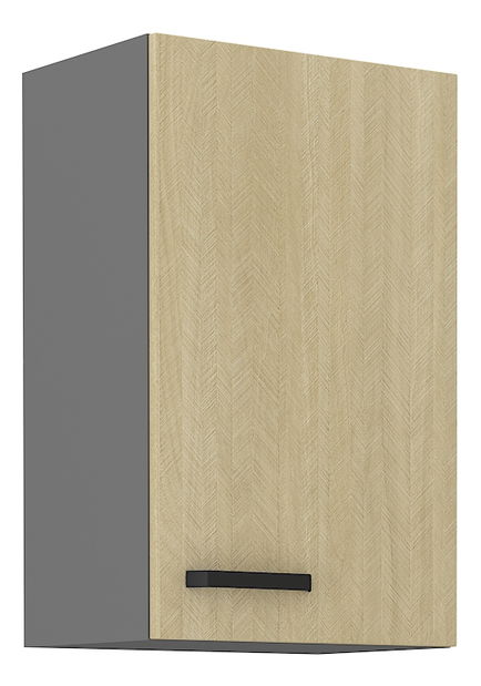 Horní kuchyňská skříňka Scarmi 45 G 72 1F (Antracit + Herringbone scandi)