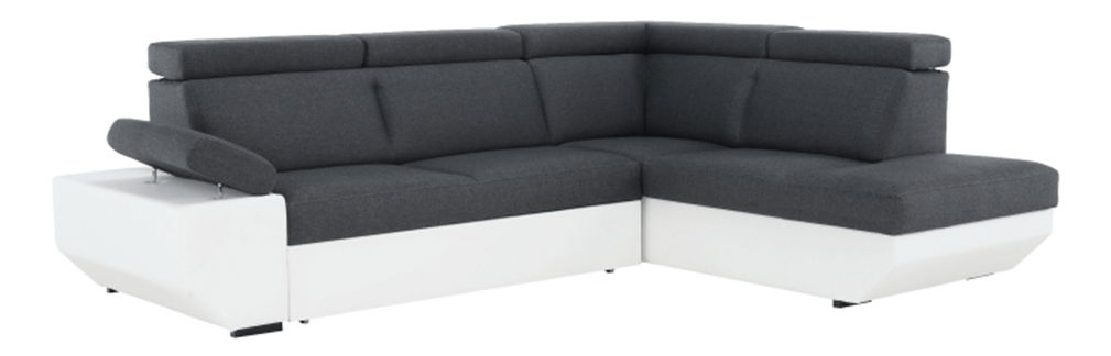 Rohová sedací souprava Akron bílá + tmavošedá (P)