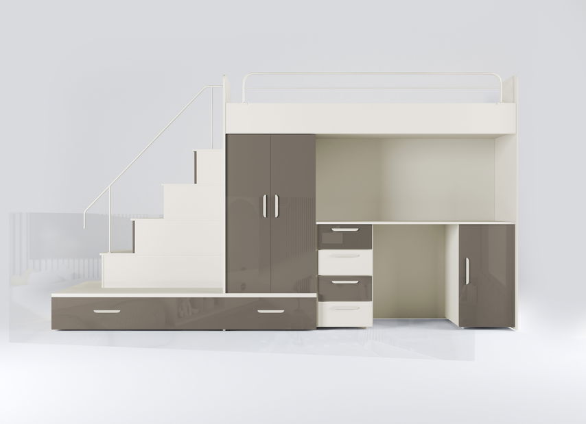 Dětská postel Ruby V (kašmír + lesk šedý) (s rošty)