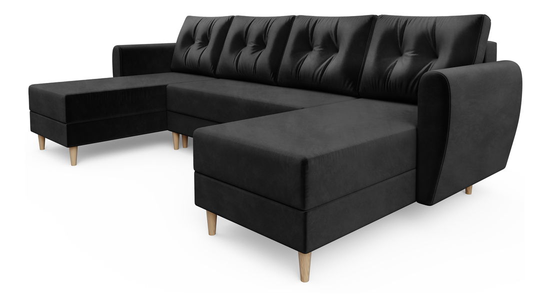 Rohová sedačka ve tvaru U Palermo (černá) (P)