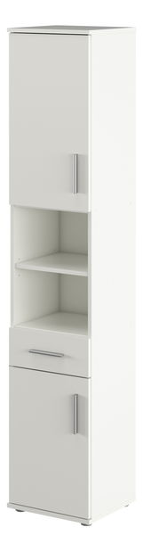 Vysoká koupelnová skříňka Leah 05 (bílá matná)