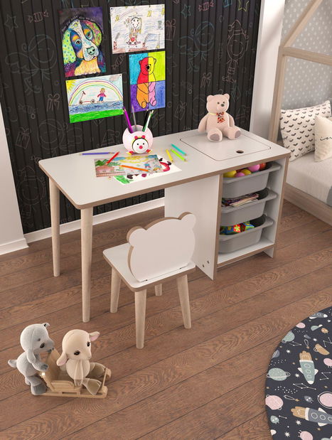 Dětský stolek se židlí Sonka 1 (bílá + šedá)