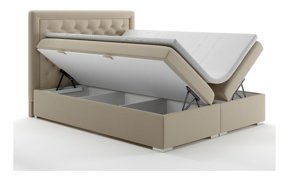 Boxspring postel 180 cm Gllamy (béžová) (s úložným prostorem)