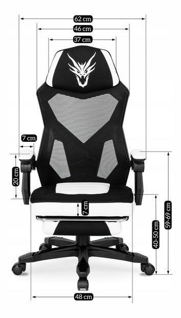 Herní křeslo Brodel (černá + bílá)