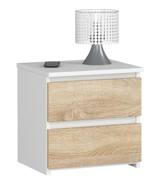 Noční stolek Cleania CL2 (bílá + dub sonoma)