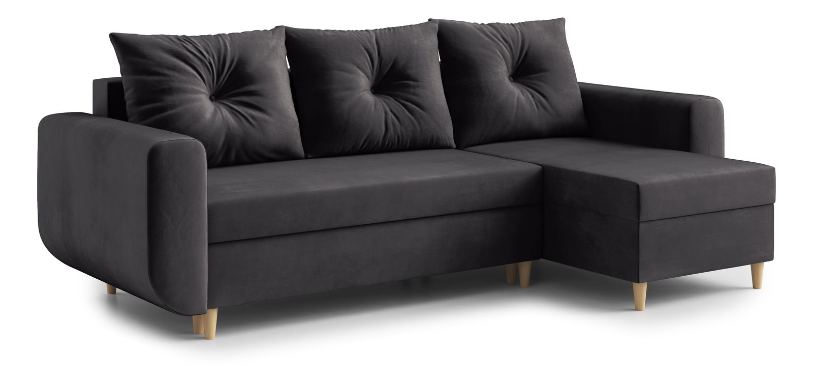  Rohová sedací souprava Eugenie (P) (šedočerná)