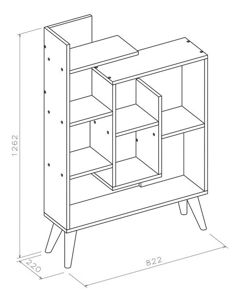 Regál Lavuto 2 (antracit + dub)