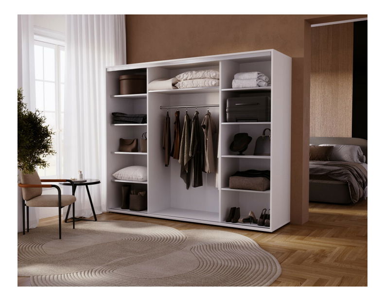 Šatní skříň s posuvnými dveřmi Settrona 1 (dub riviera) (se zrcadlem)