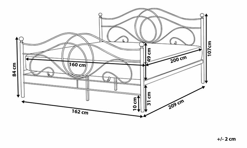 Manželská postel 160 cm LAURA (s roštem) (černá)