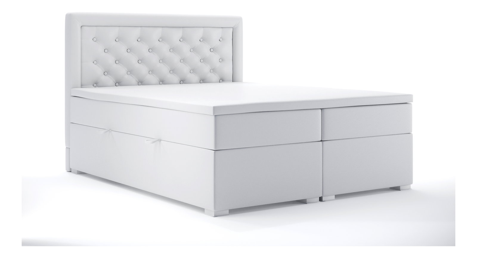 Boxspring postel 180 cm Gllamy (bílá ekokůže) (s úložným prostorem)