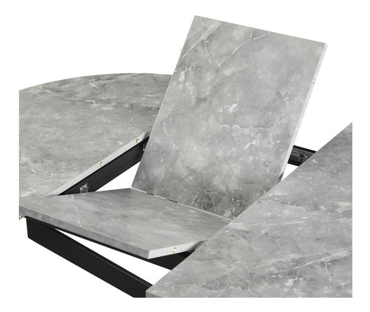 Rozkládací jídelní stůl Amero (beton + černá) (pro 4-6 osob)