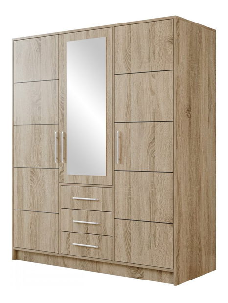 Šatní skříň Lenona D3 (dub wellington) (se zrcadlem)