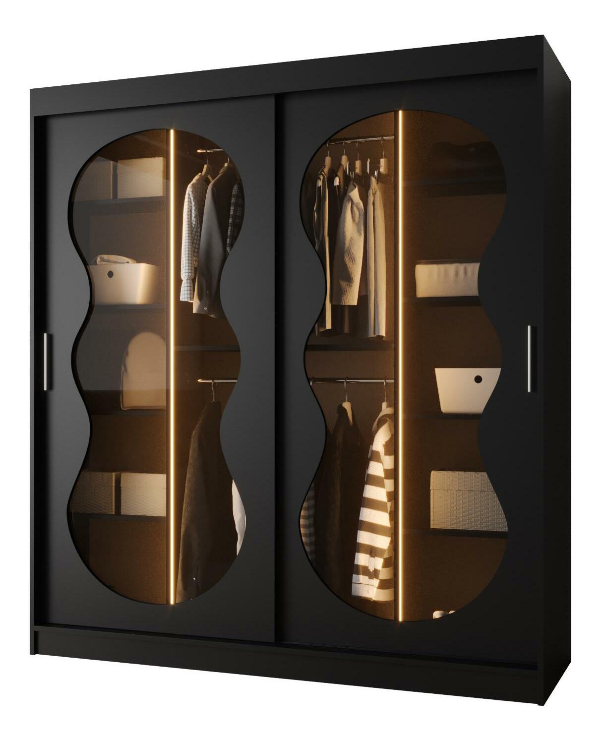 Šatní skříň 180 cm Boomer 3 (černá) (s osvětlením)