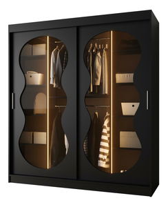 Šatní skříň 180 cm Boomer 3 (černá) (s osvětlením)