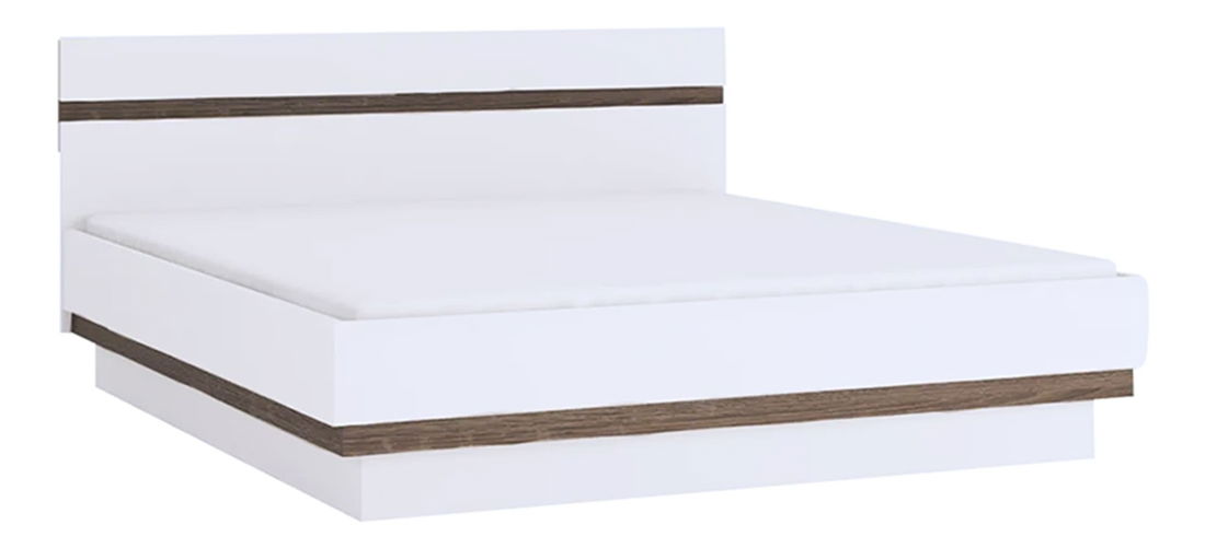 Postel s úložným prostorem Lonet (bílá + dub sonoma tmavý truflový) 