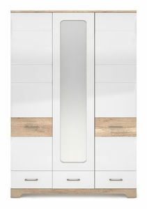 Šatní skříň se zrcadlem Mulatto 3D1S (dub Canyon + bílý lesk)