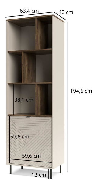 Regál Eliminados 1 (kašmír + dub castello)