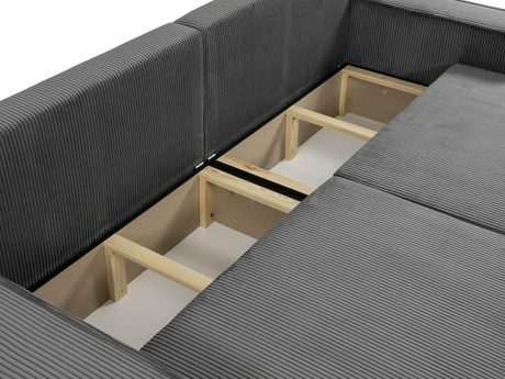 Rozkládací pohovka Kasuna Sztruks (tmavě šedá) (s úl. prostorem)