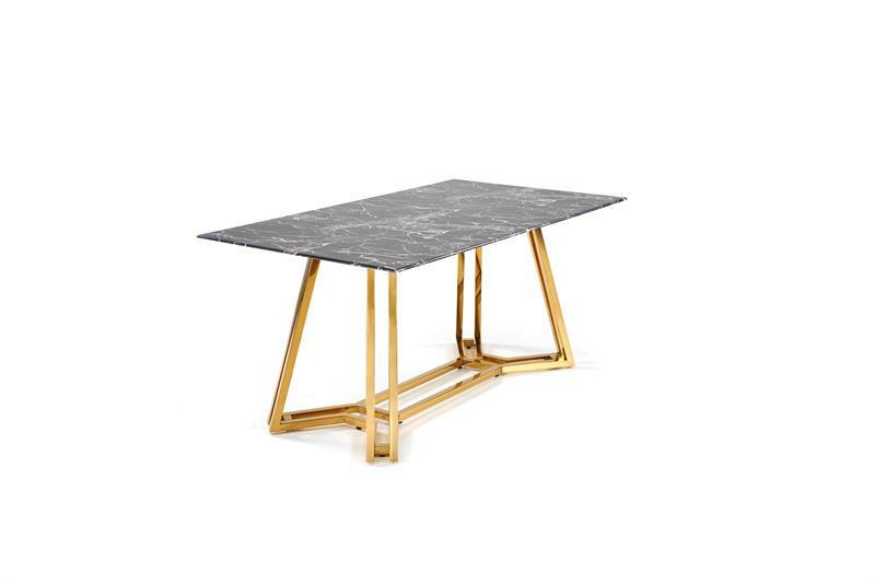 Jídelní stůl Kamoni (černý mramor + zlatá) (pro 6 osob)