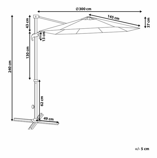 Zahradní slunečník 300 cm SAVISSI (hliník) (tmavě šedá)
